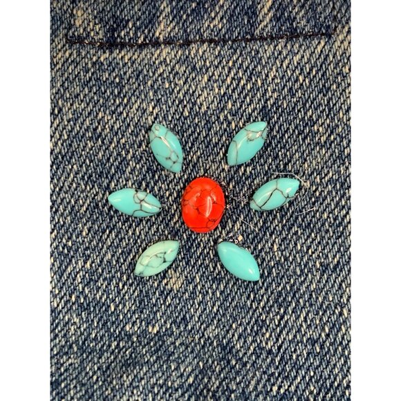 Sisters S Denim Fur Trim Vest Southwest  Embellishments RF10610 EUC - Picture 2 of 8